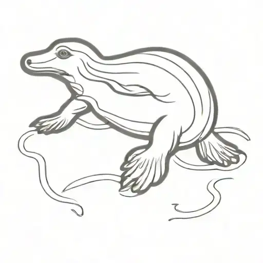 Platypus surrounded by water tattoo design idea
