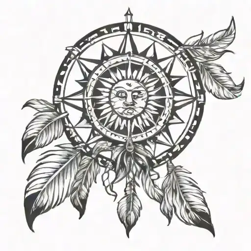 Filipino sun dream catcher tattoo design idea