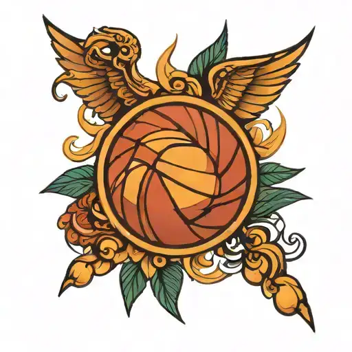 Pomo basketball Filipino sun tattoo design idea