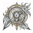 Filipino sun dream catcher tattoo design idea