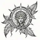 Filipino sun dream catcher tattoo design idea