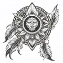 Filipino sun dream catcher tattoo design idea