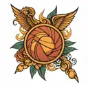 Pomo basketball Filipino sun tattoo design idea
