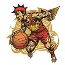 Pomo basketball Filipino sun tattoo design idea