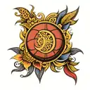 Pomo basketball Filipino sun tattoo design idea