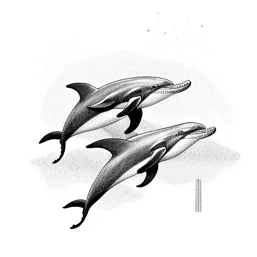 a dolphin,Dory and an otter swimming tattoo design idea