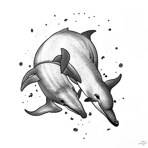 a dolphin,Dory and an otter swing with his shadow tattoo design idea