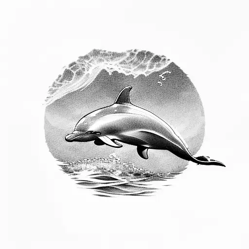 a dolphin,Dory and an otter swimming tattoo design idea