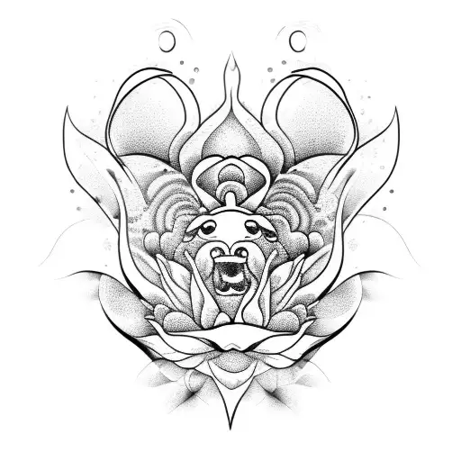 peony taurus flowing water tattoo design idea