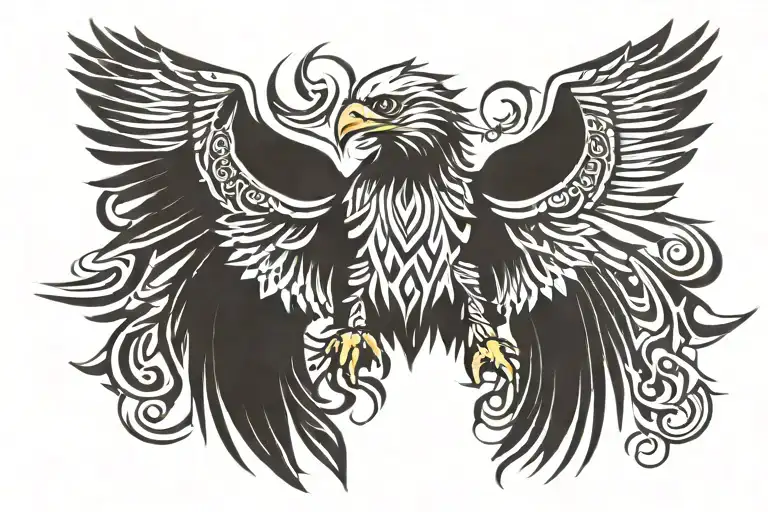 symmetrical eagle wings out tattoo design idea