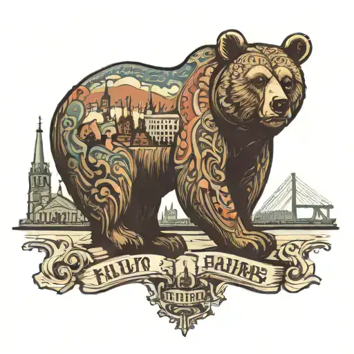 Hamburg skyline Bear tattoo design idea