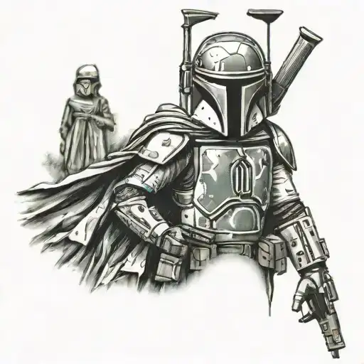 boba fett and sarah j mass tattoo design idea