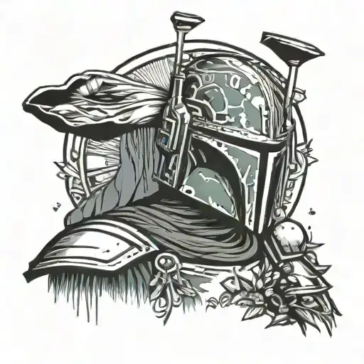boba fett and throne of glass tattoo design idea