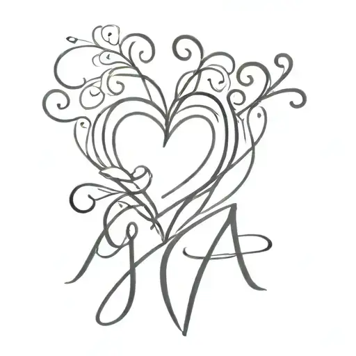 connect the intials J, M, M, and H through a heart with the inscription tattoo design idea