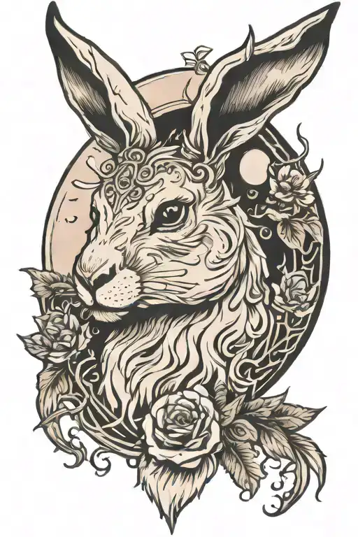 moon and jackalope tattoo design idea