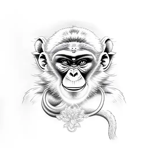 happy monkey god tattoo design idea