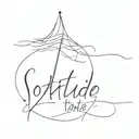 Create a small, stylized, barely legible tattoo that reads "solitude" tattoo design idea