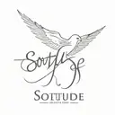 Create a small, stylized, barely legible tattoo that reads "solitude" tattoo design idea