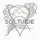 Create a small, stylized, barely legible tattoo that reads "solitude" tattoo design idea