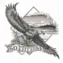 Create a small, stylized, barely legible tattoo that reads "solitude" tattoo design idea