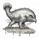 Create a small, stylized, barely legible tattoo that reads "solitude" tattoo design idea