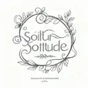 Create a small, stylized, barely legible tattoo that reads "solitude" tattoo design idea