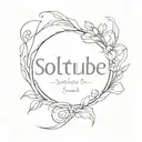 Create a small, stylized, barely legible tattoo that reads "solitude" tattoo design idea