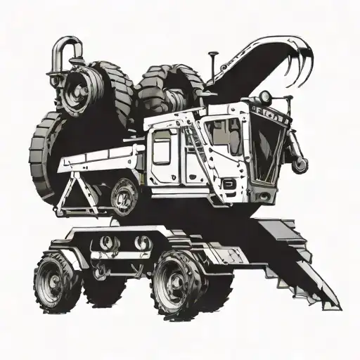Combine Lawson's passion for heavy equipment with a mystical creature in a blackwork style tattoo tattoo design idea
