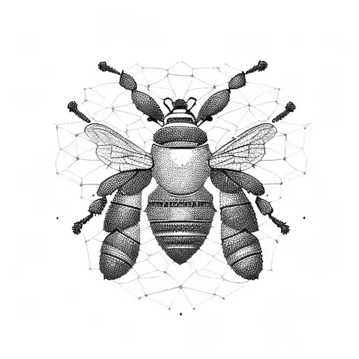 bees on honeycomb tattoo design idea