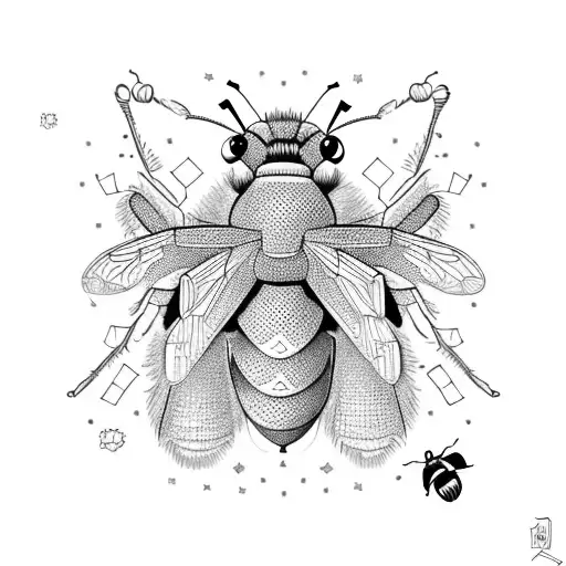 bees on honeycomb tattoo design idea