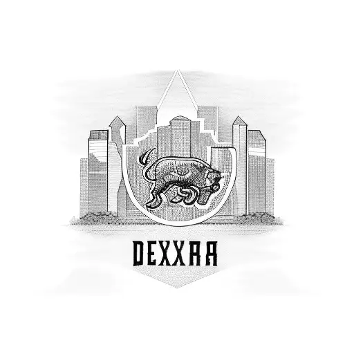texas state with dallas skyline with mexico flag tattoo design idea