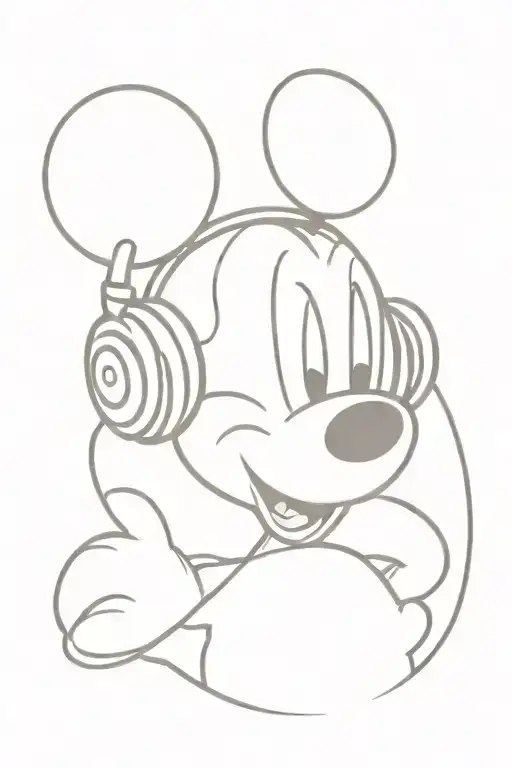 Mickey Mouse with headphones  tattoo design idea
