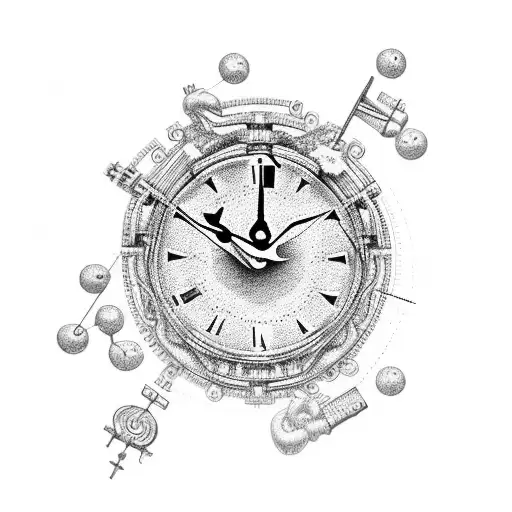 Clock beaded rosary tattoo design idea