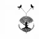 a celtic tree of life, make birds fly out of the broken portion of the circle. crisp linew tattoo design idea