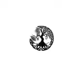 a celtic tree of life, make birds fly out of the broken portion of the circle. crisp linew tattoo design idea