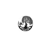 a celtic tree of life, make birds fly out of the broken portion of the circle. crisp linew tattoo design idea