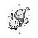 Mimikyu wearing an Air Force uniform and holding a video game controller tattoo design idea