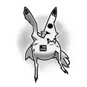Mimikyu wearing an Air Force uniform and holding a video game controller tattoo design idea