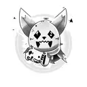 Mimikyu wearing an Air Force uniform and holding a video game controller tattoo design idea