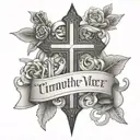 Bible verse 2 timothy 1:7 and a cross tattoo design idea