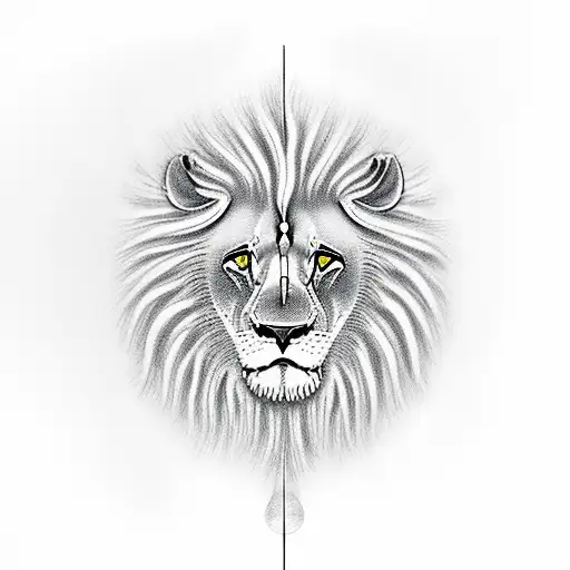 Lions head with a mid sectional DNA strand with a tree bottom tattoo design idea