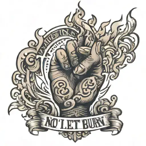 Tattoo with the quote "no, let it burn" On a man's hand, generate image tattoo design idea