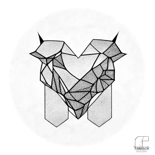 Number 5, Tauro, heart  tattoo design idea