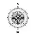 Create a design of a compass with a heart as the center, symbolizing family as the guiding force tattoo design idea