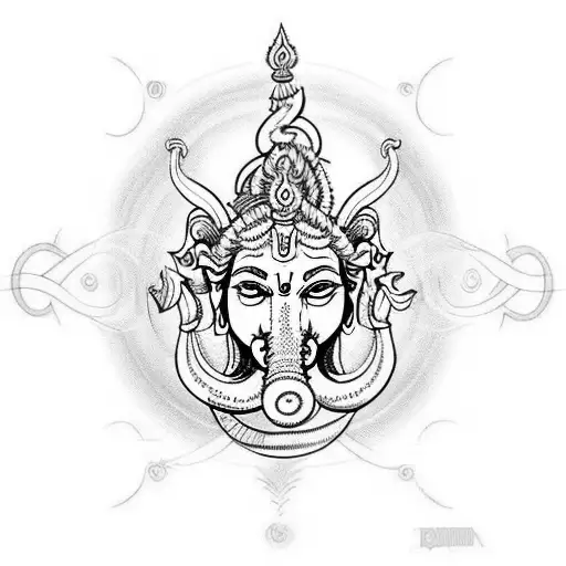 Shiva Trident Ganesh Poseidon tattoo design idea