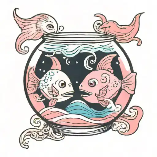 two ghosts swimming in a fishbowl pink floyd tattoo design idea