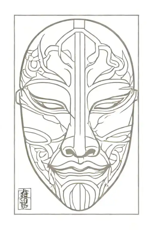 Japan mask tattoo design idea