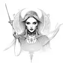 high priestess witch  tattoo design idea
