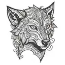 mehndi wolf face tattoo design idea