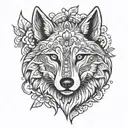 mehndi wolf face tattoo design idea